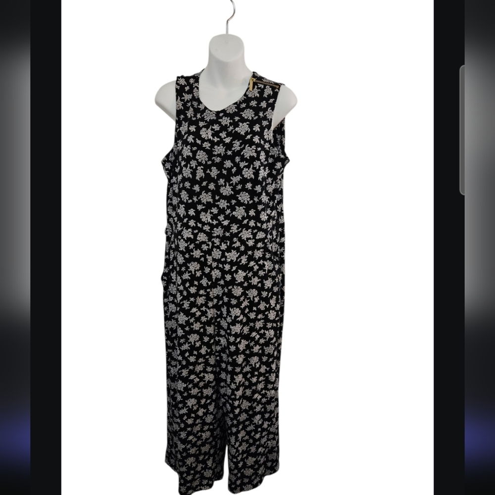 Michael Kors Black and White Floral Pantsuit